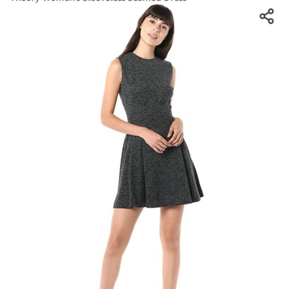 Theory Sleeveless Seamed Navy Multi Speckled Dress
